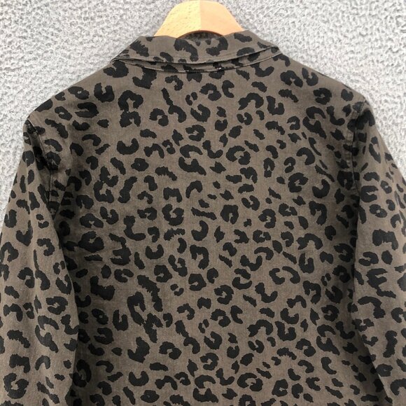 UMGEE Jacket Womens Medium Gray Leopard Print Denim Snap Pockets Everyday Casual - Picture 4 of 9